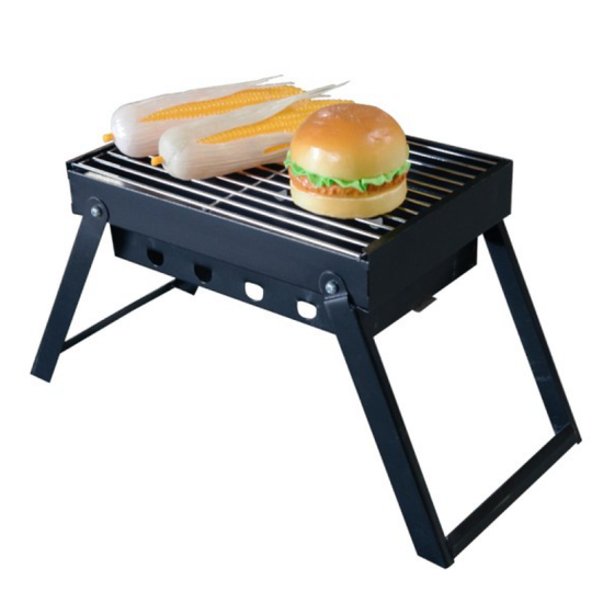 Premium Portable Charcoal Folding BBQ Grill Barbecue Foldable Travel - Black/Silver