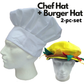 2pcs Set Chefs Hat Baker Cap + Burger Hat Funny Halloween Costume Party Accessory