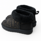 Womens Australian Sheepskin Wool Fur Mini UGG Ankle Boots in Gold Black - 5