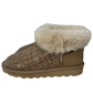 Womens Australian Sheepskin Wool Fur Mini UGG Ankle Boots in Gold Sand - 7