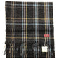 DENTS Woven Checked Scarf w Fringed Edges Wool Blend MADE IN ITALY - Charcoal