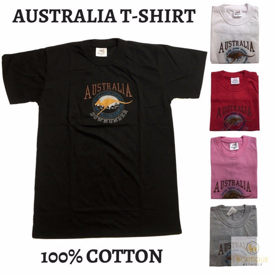 Adult Australia Kangaroo T Shirt Australia Day Souvenir Tee Top 100% Cotton - Grey - M