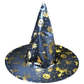 WITCH HAT Gold & Black Halloween Costume Fancy Dress Womens Accessory Wizard