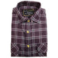 Mens Flannelette Shirt 100% Cotton Check Authentic Flannel Long Sleeve Vintage - Burgundy - S
