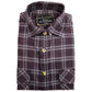 Mens Flannelette Shirt 100% Cotton Check Authentic Flannel Long Sleeve Vintage - Burgundy - S