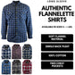 Mens Flannelette Shirt 100% Cotton Check Authentic Flannel Long Sleeve Vintage - Navy Check - S