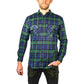 Mens Flannelette Long Sleeve Shirt 100% Cotton Check Authentic Flannel - Full Placket - Green - L