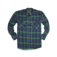 Mens Flannelette Long Sleeve Shirt 100% Cotton Check Authentic Flannel - Full Placket - Green - L