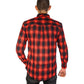 Mens Flannelette Long Sleeve Shirt 100% Cotton Check Authentic Flannel - Full Placket - Red - L
