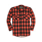 Mens Flannelette Long Sleeve Shirt 100% Cotton Check Authentic Flannel - Full Placket - Red - L