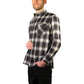 Mens Flannelette Long Sleeve Shirt 100% Cotton Check Authentic Flannel - Full Placket - Black - XXL