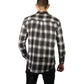 Mens Flannelette Long Sleeve Shirt 100% Cotton Check Authentic Flannel - Full Placket - Black - XXL