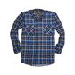 Mens Flannelette Long Sleeve Shirt 100% Cotton Check Authentic Flannel - Full Placket - Turquoise/Black - XL