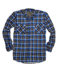 Mens Flannelette Long Sleeve Shirt 100% Cotton Check Authentic Flannel - Full Placket - Turquoise/Black - XXL