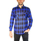Mens Flannelette Long Sleeve Shirt 100% Cotton Check Authentic Flannel - Full Placket - Royal Blue  - M