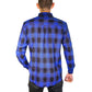 Mens Flannelette Long Sleeve Shirt 100% Cotton Check Authentic Flannel - Full Placket - Royal Blue  - M