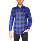 Mens Flannelette Long Sleeve Shirt 100% Cotton Check Authentic Flannel - Full Placket - Royal Blue - XL