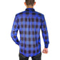 Mens Flannelette Long Sleeve Shirt 100% Cotton Check Authentic Flannel - Full Placket - Royal Blue - XL