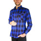 Mens Flannelette Long Sleeve Shirt 100% Cotton Check Authentic Flannel - Full Placket - Royal Blue - XL