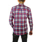 Mens Flannelette Long Sleeve Shirt 100% Cotton Check Authentic Flannel - Full Placket - Navy/Red/White - S