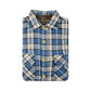 Mens Flannelette Long Sleeve Shirt 100% Cotton Check - Full Placket - Spanish Blue - L