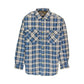 Mens Flannelette Long Sleeve Shirt 100% Cotton Check - Full Placket - Spanish Blue - L