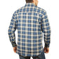 Mens Flannelette Long Sleeve Shirt 100% Cotton Check - Full Placket - Spanish Blue - L