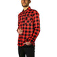 Mens 100% Cotton Flannelette Shirt Long Sleeve Check Authentic Flannel - Red/Black - L