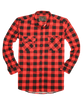 Mens 100% Cotton Flannelette Shirt Long Sleeve Check Authentic Flannel - Red/Black - XL