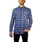 Mens 100% Cotton Flannelette Shirt Long Sleeve Check Authentic Flannel - Denim - 9XL
