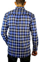 Mens 100% Cotton Flannelette Shirt Long Sleeve Check Authentic Flannel - Denim - XL