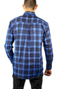 Mens 100% Cotton Flannelette Shirt Long Sleeve Check Authentic Flannel - Blue - XXL