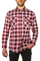 Mens 100% Cotton Flannelette Shirt Long Sleeve Check Authentic Flannel - Red/Navy - 4XL