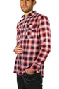 Mens 100% Cotton Flannelette Shirt Long Sleeve Check Authentic Flannel - Red/Navy - 4XL