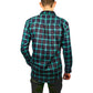 Mens 100% Cotton Flannelette Shirt Long Sleeve Check Authentic Flannel - Green/Navy - 4XL