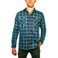 Mens 100% Cotton Flannelette Shirt Long Sleeve Check Authentic Flannel - Green/Navy - 6XL