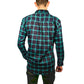 Mens 100% Cotton Flannelette Shirt Long Sleeve Check Authentic Flannel - Green/Navy - 6XL