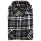 Mens Half Placket Flannelette Long Sleeve Pullover Shirt 100% Cotton Check Authentic Flannel  - Black/Purple - S