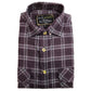 Mens Half Placket Flannelette Long Sleeve Pullover Shirt 100% Cotton Check Authentic Flannel  - Black/Purple - S