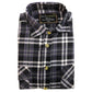 Mens Half Placket Flannelette Long Sleeve Pullover Shirt 100% Cotton Check Authentic Flannel  - Black/Purple - S