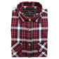 Mens Half Placket Flannelette Long Sleeve Pullover Shirt 100% Cotton Check Authentic Flannel  - Burgundy - M