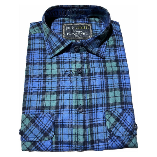 Mens Flannelette Long Sleeve Shirt 100% Cotton Authentic Flannel - Half Placket - Green - M