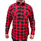 Mens Flannelette Long Sleeve Pullover Shirt 100% Cotton Flannel - Half Placket - Red/Black - 3XL