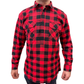 Mens Flannelette Long Sleeve Pullover Shirt 100% Cotton Flannel - Half Placket - Red/Black - M