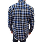 Mens Flannelette Long Sleeve Pullover Shirt 100% Cotton Flannel - Half Placket - Blue/Black - XL