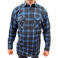 Mens Flannelette Long Sleeve Pullover Shirt 100% Cotton Flannel - Half Placket - Blue - L