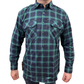Mens Flannelette Long Sleeve Pullover Shirt 100% Cotton Flannel - Half Placket - Green/Navy - 3XL