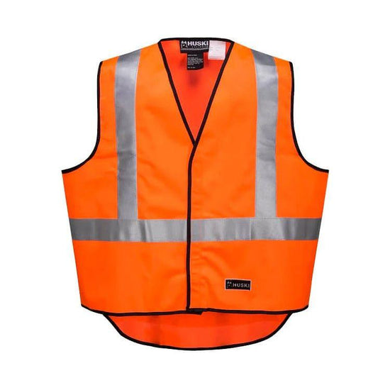 HUSKI Hi Vis Patrol Vest 3M Reflective Tape Safety Workwear High Visibility - Orange - 3XL