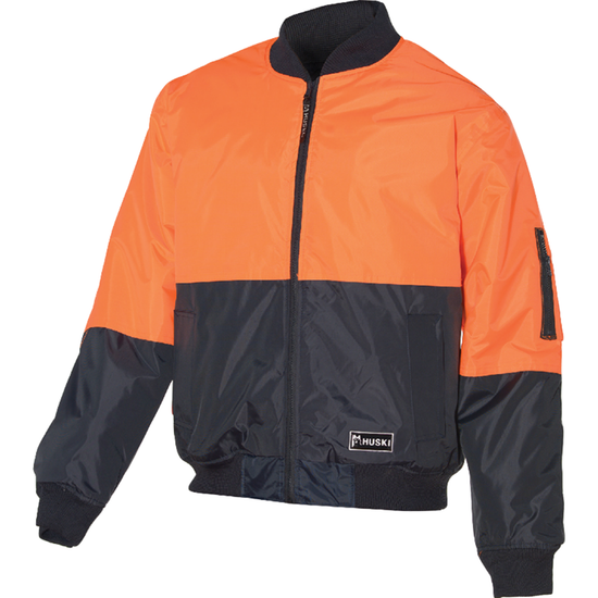 HUSKI 3M Flyer Fully Waterproof Bomber Jacket Hi Vis Work Quilted Lining - Orange - S (92)