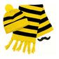 Tigers Beanie Hat & Scarf Set Party Costume w Moustache Warm Winter - Black/Yellow Stripe